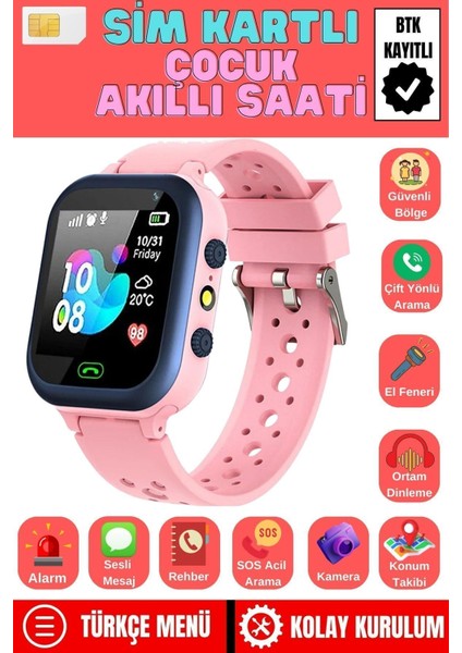 40 mm Akıllı Çocuk Saati Uyumlu Sim Kartlı ve Lbs Konum Özellikli Kayıtlı Sesli Görüşme Canlı Takip