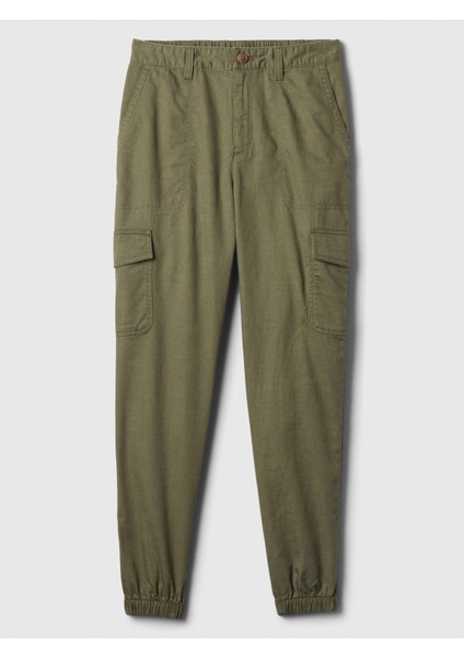 Kadın Haki Twill Jogger Kargo Pantolon