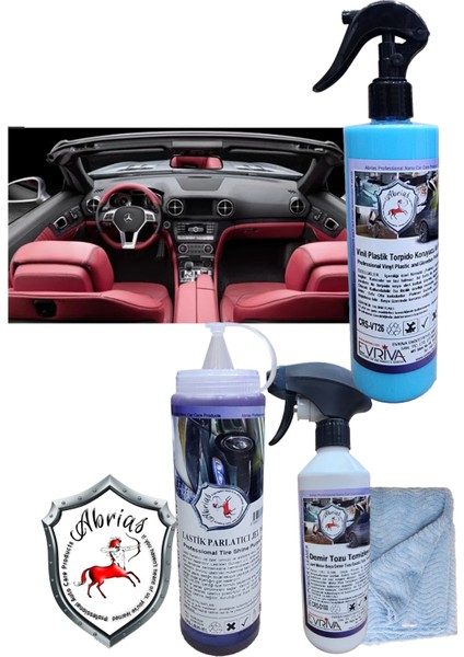 Vinil Plastik Demir Tozu Temizleyici Ve Lastik Parlatıcı Jel Pro Purple Bakım Seti 3Lü + Hediye modelleri