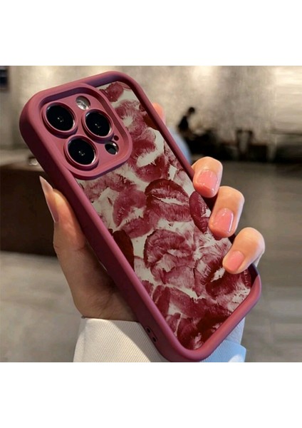 Iphone 14 Pro Max Bordo Desenli Telefon Kabı