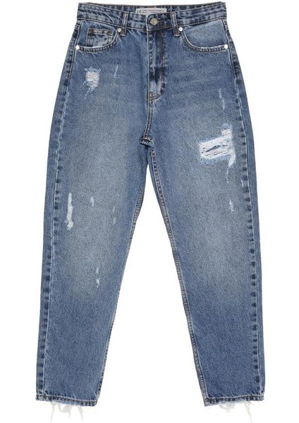 Yırtık Detaylı Denim Pantolon Mavi fırsatları