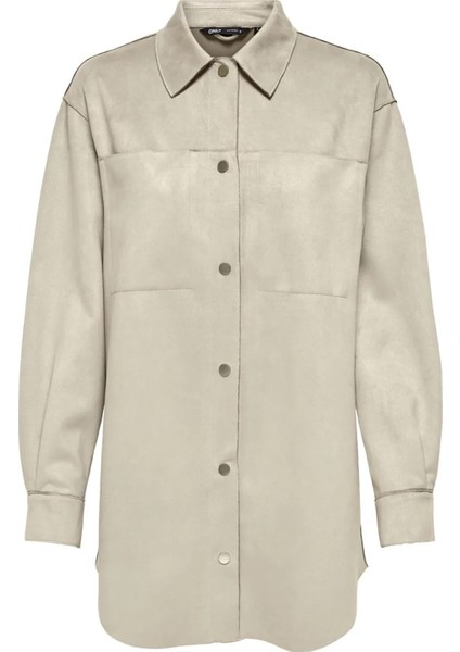 Kadın Onljolıne Düğmeli Uzun Süet Ceket 15322147 Taş