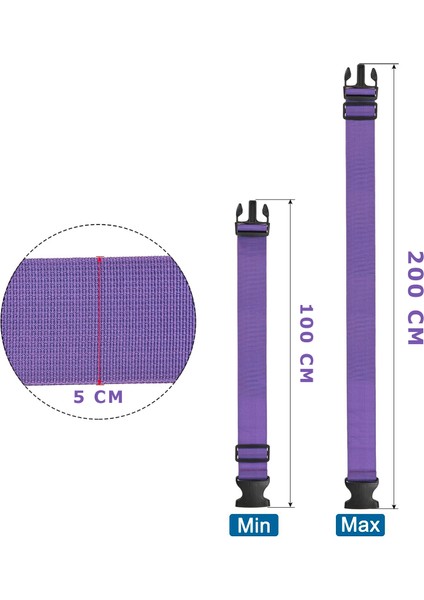 Valiz Kemeri Mor 2 Adet Ekstra Emniyet Kilitli Tokalı Ölçüsü Ayarlanabilir Bavul Emniyet Kemeri