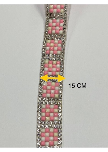 Taşlı Şerit / Ütü İle Yapışan Taşlı Şerit / 1 Metre / Pembe modelleri