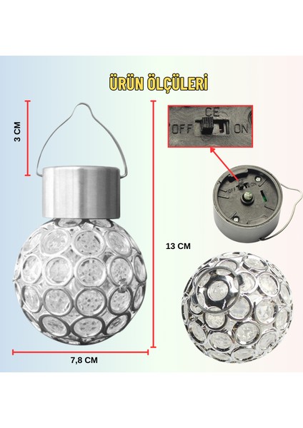 Solar Güneş Enerjili Rgb Küre Aplik LED Lamba - Bahçe Veranda Merdivenlerinizde Şık Peyzaj Aydınlatması 1 Adet