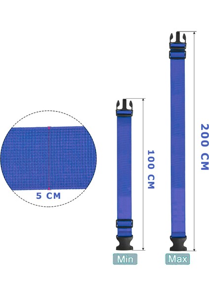 Valiz Kemeri Mavi 2 Adet Ekstra Emniyet Kilitli Tokalı Ölçüsü Ayarlanabilir Bavul Emniyet Kemeri