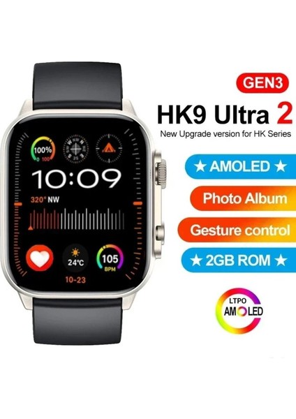 Hk9 Ultra 2 Uyumlu Akıllı Saat 2gb Amoled Ekran Chatgpt Nfc Galeri ve Hareket Algılayıcı Gümüş