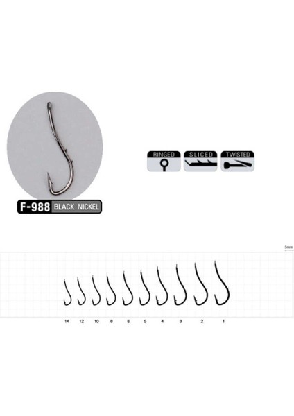 Ryusen W-Hold Black F-988 Serisi Olta Iğnesi Standart-12