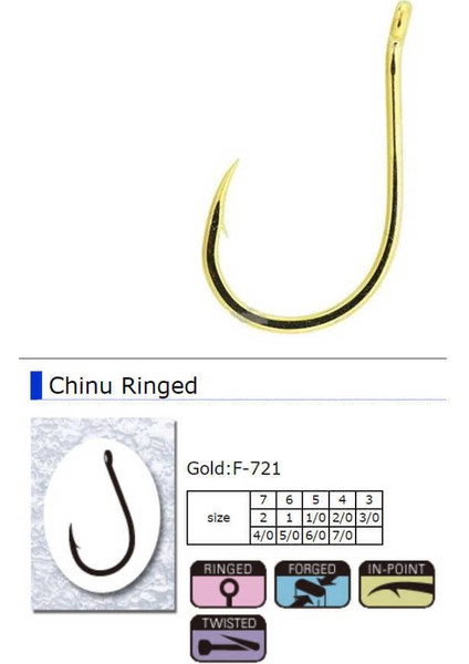 F-721 Chinu Ringed Iğne (Gold) Standart-4/0