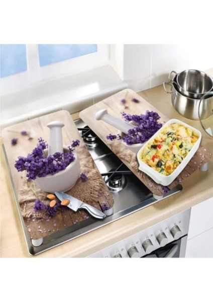 Dekoratif Cam Ocak Koruyucu ve Kesim Tahtası Şifalı Otlar 60CM x 52CM 2 Parça, 4'lü Ocaklar fiyatları