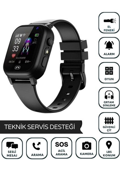 Ithalatçı Garantili Q35 Sım Kartlı Kameralı Akıllı Çocuk Takip Saati Lbs Konumlu Siyah Siyah Y