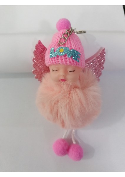 Bebek Figürlü Peluş Anahtarlık Pembe