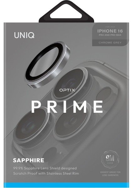 Iphone 16 Pro / Iphone 16 Pro Max Sapphire Lens Koruyucu Optix Prime Serisi Çelik Çerçeve