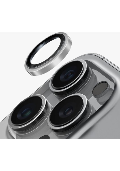 Apple iPhone 16 Pro / Apple iPhone 16 Pro Max Sapphire Lens Koruyucu Çelik Çerçeve