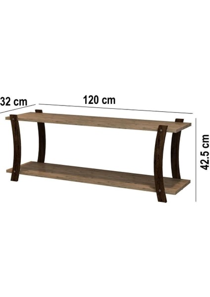 Lova Atlantik Çam Ahşap Raflı Televizyon Sehpası, Tv Ünitesi, Tv Sehpası – 120x30 Cm – Şık Ve Ergonomik