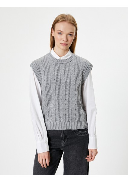 Triko Süveter Kolsuz Örgü Dokulu Bisiklet Yaka modelleri