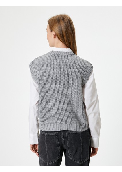 Triko Süveter Kolsuz Örgü Dokulu Bisiklet Yaka fırsatları