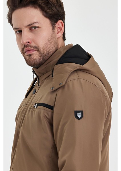 Kahverengi Içi Kalın Kürklü Çıkartılabilir Kapüşonlu Fermuar Çepli Rüzgar ve Su Geçirmez Mont&kaban fırsatları