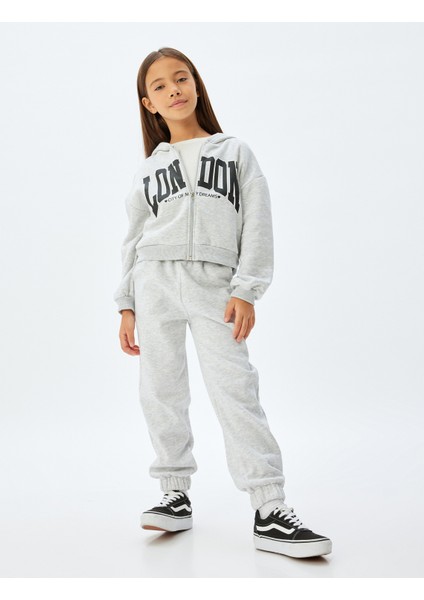 Fermuarlı Crop Sweatshirt Kapşonlu Baskı Detaylı Şardonlu fiyatları