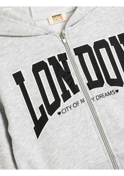 Fermuarlı Crop Sweatshirt Kapşonlu Baskı Detaylı Şardonlu indirimleri