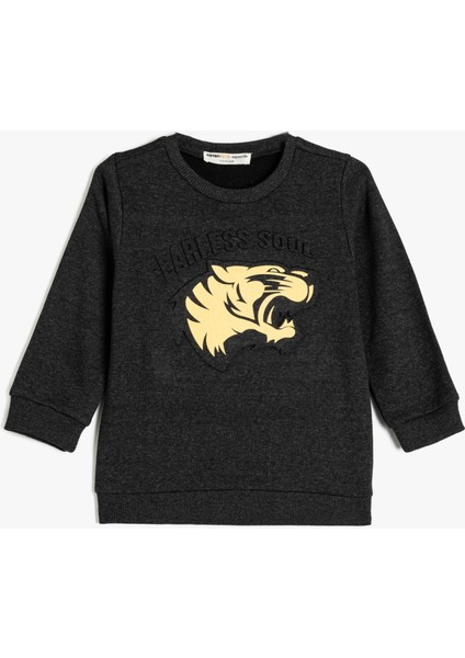 Sweatshirt Uzun Kollu Kaplan Baskılı