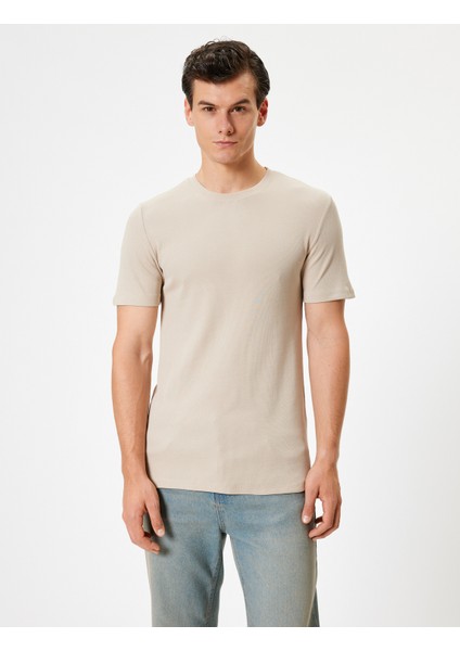 Slim Fit Tişört Basic Kısa Kollu Bisiklet Yaka modelleri