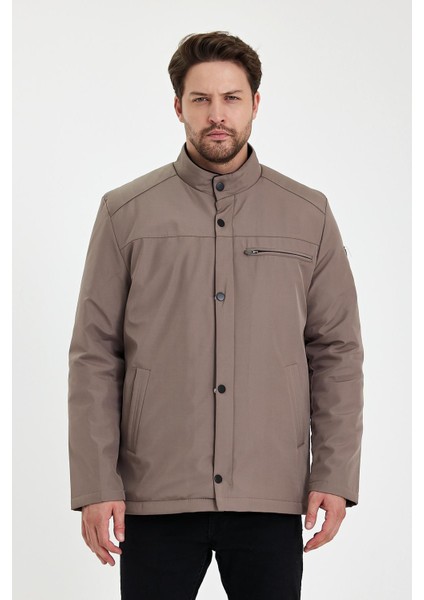 Krem Içi Kalın Kürklü Klasik Rüzgar ve Su Geçirmez Mont&kaban