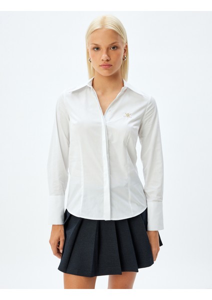 Uzun Kollu Gömlek Manşetleri Geniş Işleme Detaylı modelleri