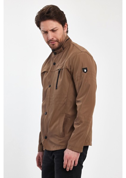 Erkek Kahverengi Regular Uzun Mevsimlik Pamuk Polyester Karışımlı Safari Mont&ceket modelleri