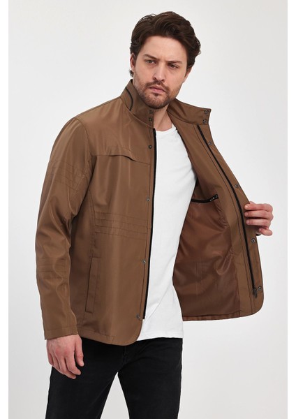 Erkek Kahverengi Regular Uzun Mevsimlik Pamuk Polyester Karışımlı Safari Mont&ceket fırsatları