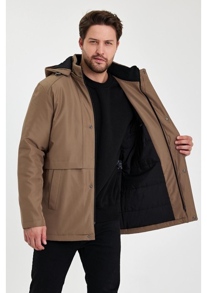 Kahverengi Içi Kalın Kürklü Çıkartılabilir Kapüşonlu Rüzgar ve Su Geçirmez Mont&kaban fiyatları