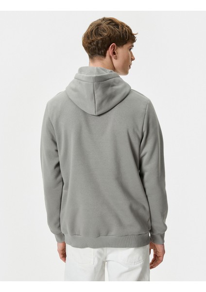 Kapşonlu Sweatshirt Kolej Baskılı Uzun Kollu Ribanalı fırsatları