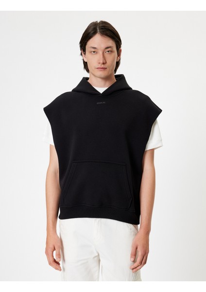 Oversize Kolsuz Sweatshirt Kapşonlu Kanguru Cepli Baskılı Pamuklu modelleri