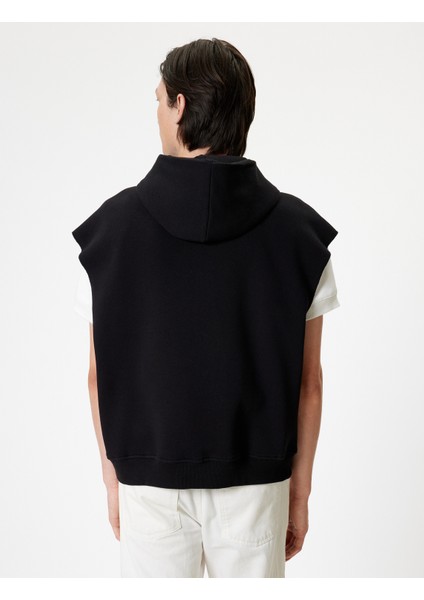 Oversize Kolsuz Sweatshirt Kapşonlu Kanguru Cepli Baskılı Pamuklu fırsatları