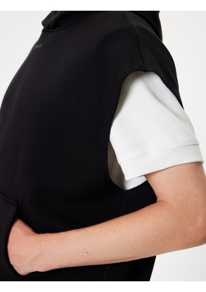 Oversize Kolsuz Sweatshirt Kapşonlu Kanguru Cepli Baskılı Pamuklu indirimleri