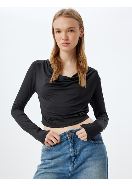 Degaje Yaka Bluz Uzun Kollu Slim Fit