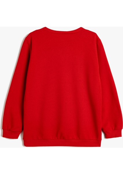 Atatürk Baskılı Sweatshirt Şardonlu Bisiklet Yaka Uzun Kollu