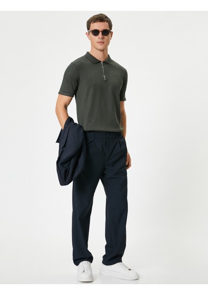 Polo Yaka Triko Kazak Yarım Fermuarlı Kısa Kollu fiyatları