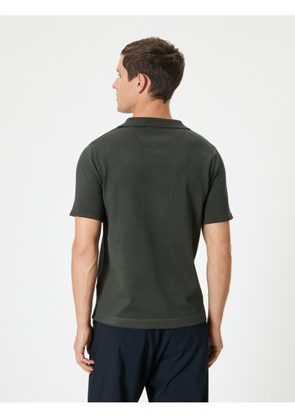 Polo Yaka Triko Kazak Yarım Fermuarlı Kısa Kollu fırsatları