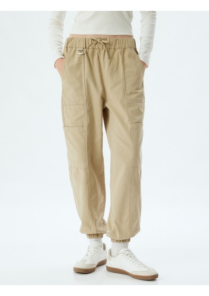 Jogger Pantolon Kargo Cepli Beli Bağcıklı Slim Fit modelleri