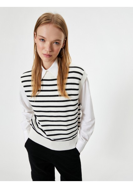 Bisiklet Yaka Triko Süveter Kolsuz