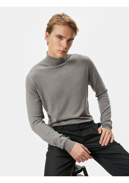 Balıkçı Yaka Kazak Triko Basic Uzun Kollu Viskon Karışımlı