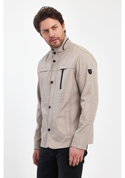 Erkek Açık Krem Regular Uzun Mevsimlik Pamuk Polyester Karışımlı Safari Mont&ceket fiyatları