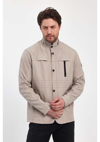 Erkek Açık Krem Regular Uzun Mevsimlik Pamuk Polyester Karışımlı Safari Mont&ceket fırsatları