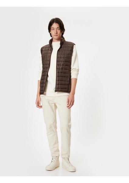 Şişme Yelek Slim Fit Dik Yaka Cep Detaylı fiyatları