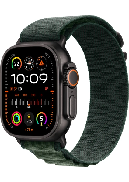 Watch Ultra 2 Gps + Cellular 49MM Black Titanium Case With Dark Green Alpine Loop - Large