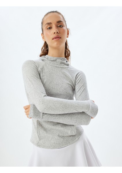 Kapüşonlu Spor Sweatshirt Baskılı Uzun Kollu Slim Fit fiyatları