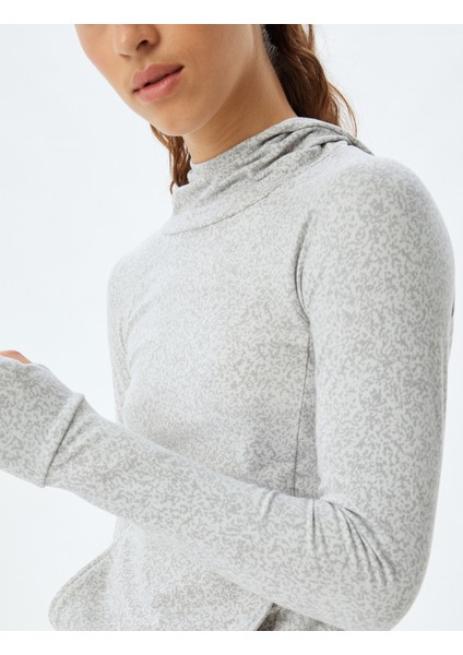 Kapüşonlu Spor Sweatshirt Baskılı Uzun Kollu Slim Fit indirimleri