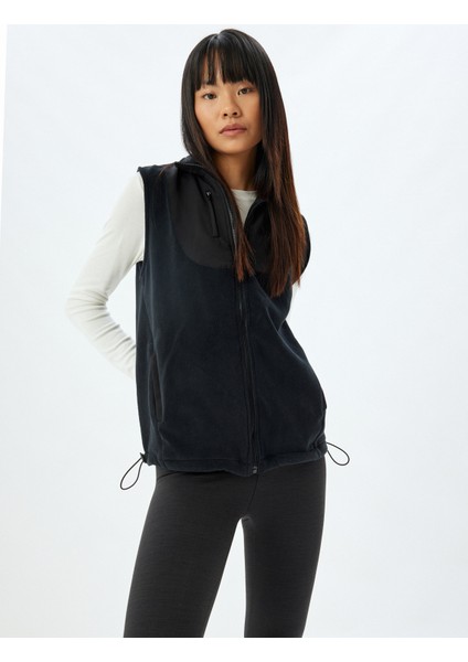 Polar Yelek Fermuarlı Cep Detaylı Dik Yaka Rahat Kalıp