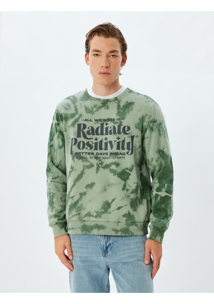 Slogan Baskılı Sweatshirt Bisiklet Yaka Yıkamalı Şardonlu Pamuk Karışımlı modelleri